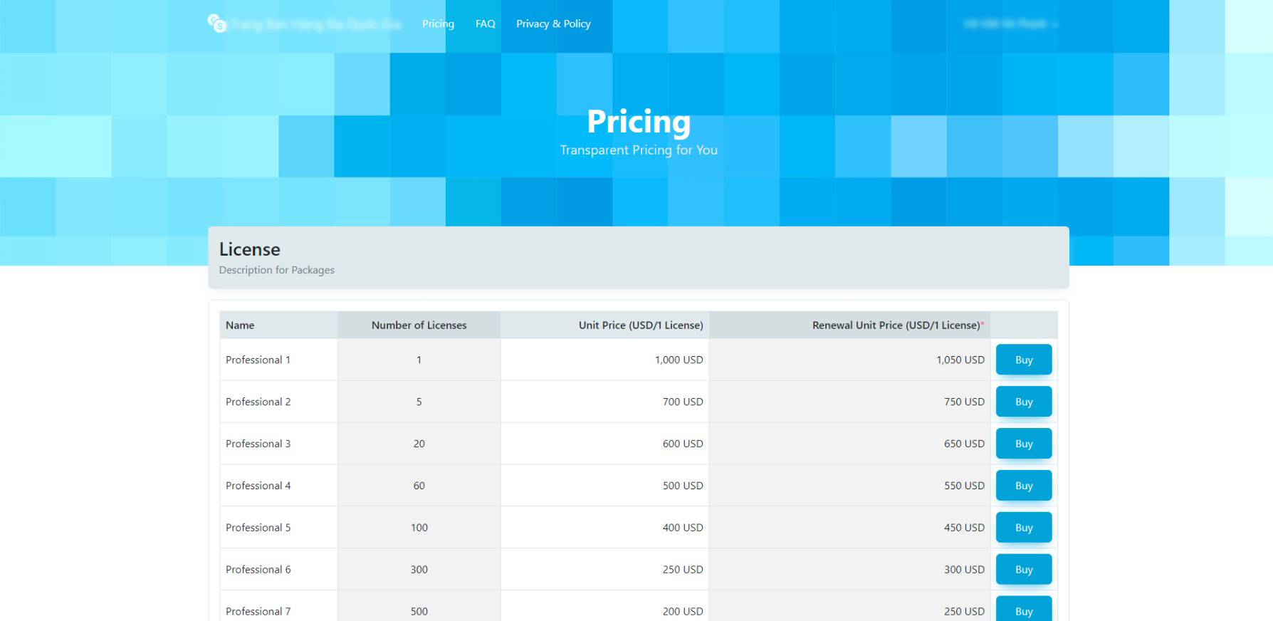 Pricing Page